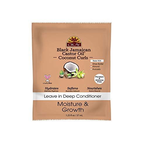 Okay Black Jamaican Castor Oil Leave in Conditioner, Brown, Coconut, 1.25 Fluid Ounce (Pack Of 12)