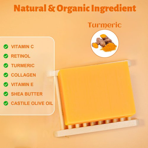 MR.A 3Packs Turmeric Soap Bar, Organic Tumeric Soap for Face and Body, Lemon Turmeric bar Soap with Vitamin C, E for All Skin Type, Turmeric Soap Face Wash for Smoothing, Moisturizing skin