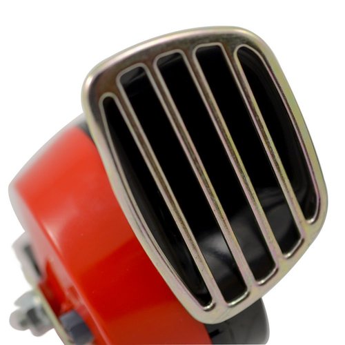 RED Black Twin TRUMPET SNAIL High/Low Tone 12v Volt Electromagnetic Loud Dual Replacement HORN Compact Complete Universal Kit with Brackets Relay Hardware for Dodge Challenger Charger Dakota Durango Caravan Ram 1500 2500 3500 Jeep Wrangler Renegade CJ5 CJ