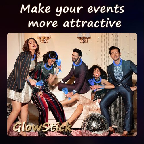 UURM 75 Glow Sticks Bracelets and Necklaces, 8'' Glowsticks Bulk Pack Bright Glow in the Dark Party Supplies for Kids (Blue)