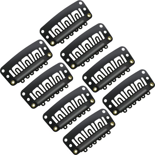 100 Pieces Hair Extension Clips Wig Clips to Secure Wig 32 mm 6 Teeth U-shape Metal Clips with Soft Rubber Stainless Steel Snap Clips for Women Hair Extensions DIY, 4 Colors(Black)