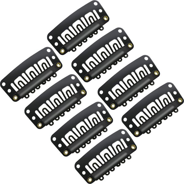 100 Pieces Hair Extension Clips Wig Clips to Secure Wig 32 mm 6 Teeth U-shape Metal Clips with Soft Rubber Stainless Steel Snap Clips for Women Hair Extensions DIY, 4 Colors(Black)