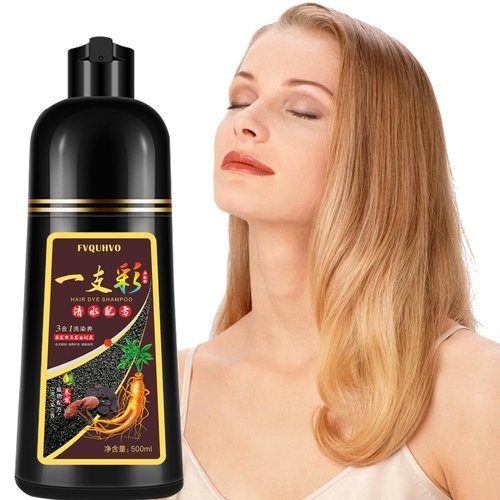 Instant Blonde Brown Hair Dye Shampoo 500ml for Men & Women, 3 in 1 Golden Hair Color Shampoo 100% Gray Hair Coverage, Natural Hair Dye in Minutes 17.6 Fl Oz (Blonde brown)