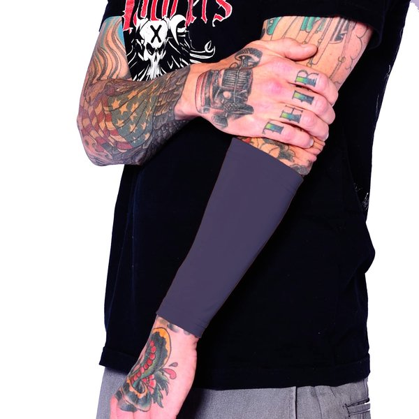 Tat2X Ink Armor Premium Forearm 9" Tattoo Cover Up Sleeve - No Slip Gripper - U.S. Made - Dark Navy - XL2X (one sleeve)