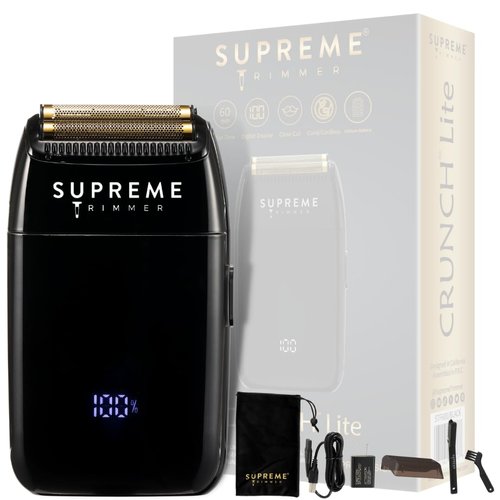 SUPREME TRIMMER Foil Shaver STF600 | Men's Electric Razor for Men (60 Min Runtime) Mens Head Shaver Barber use | Crunch Lite Black