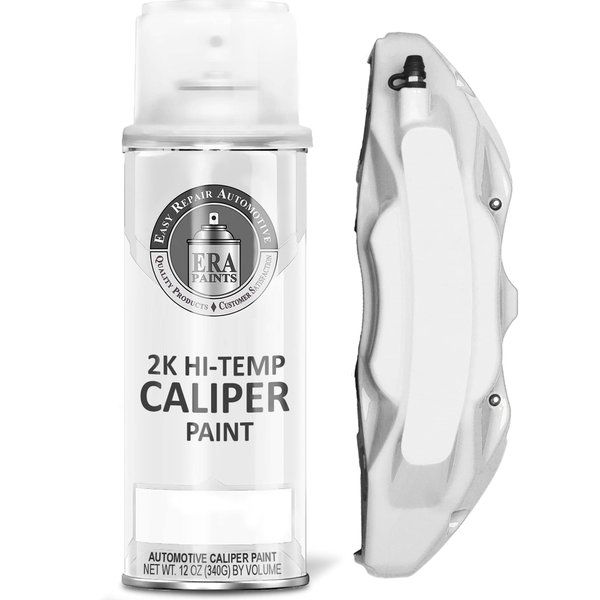 ERA Paints White Brake Caliper Paint With Omni-Curing Catalyst Technology - 2K Aerosol Glossy Finish High Temp Resistance And Extreme Durability Against Color Fade And Chemicals Like Brake Fluid