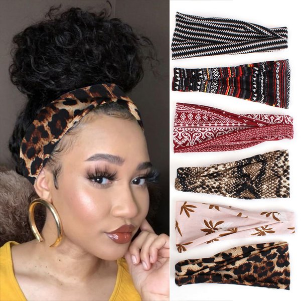 Xtrend 6 Pcs Women's Headbands Twisted Cross Elastic Headbands Yoga Workout Headbands Non-Slip Sweat Soft Headbands Solid Color Simple Versatile Hair Accessory Headbands