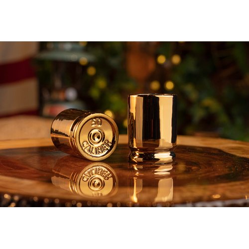 The Original 50 Caliber Brass Ceramic Shot Glasses - Set of 2 - American Owned & Operated - LIFETIME Guarentee