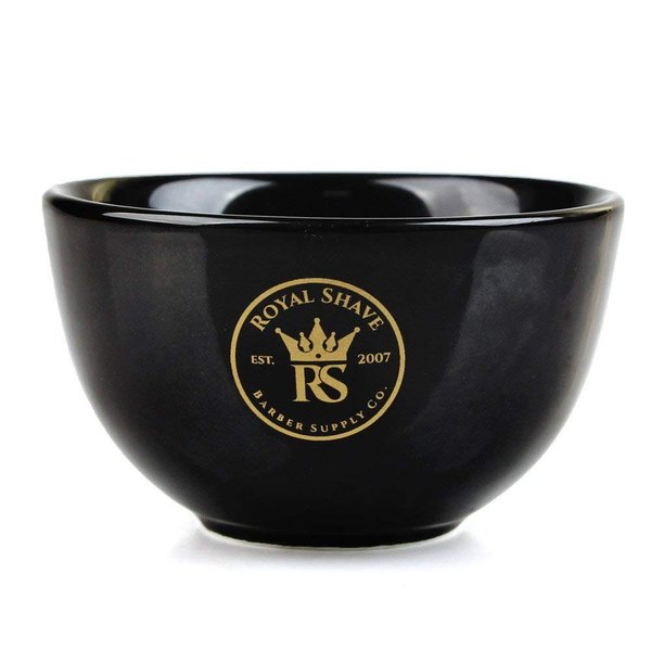 ROYAL SHAVE Ceramic Textured Shaving Bowl – Shave Soap & Shaving Cream Dish, Textured for Rich Lather (Black)