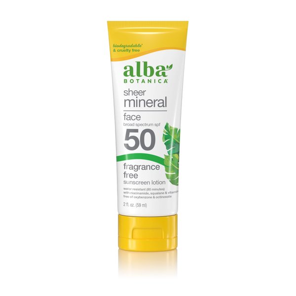 A.lba Botanica Sunscreen Face Lotion SPF50 2 fl. oz. Pack of 6