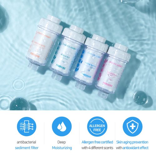 HubiCare Shower Infuser - Vitamin C Shower Head Filter, Hard Water Softener, Chlorine & Fluoride Shower Filter, Water Purifying Filtered Shower Head with Beads (Tropical Blue Ocean Refill)