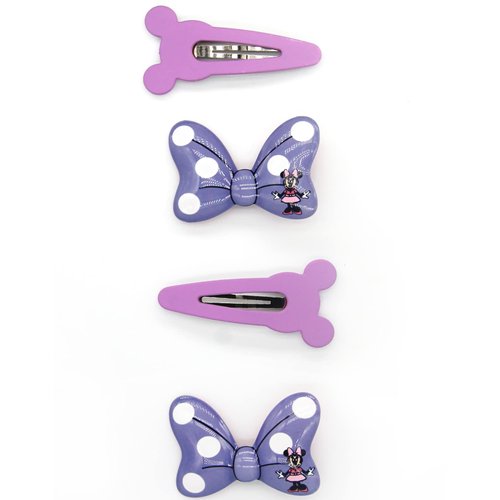 Hair Clips, 2 Pairs of Bow Shape Cartoon Design Hair Accessories for Girls Snap Hair Clips Party Bowknot Children's Gift 4 Pieces (Purple) by TANLOMY