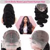 Chamkylin Body Wave Lace Front Wigs Human Hair 200% Density Body Wave Human Hair Wig 13x4 HD Transparent Frontal Wigs Human Hair Pre Plucked with Baby Hair Natural Black 22Inch