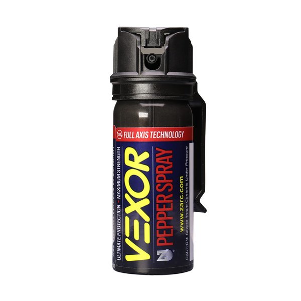 Vexor Maximum Strength Pepper Spray with Belt Clip, 20-Foot Range, 360° Capability, and Flip Top Safety - 1 Pack