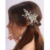 BERYUAN Pearls Rhinestone Hair Comb Women Girls Rhinestone Crystal Flowers Hair Comb Silver Teardrop Rhinestone Pearls Headpiece Wedding Headpiece for Women