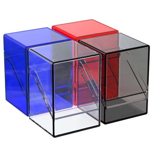 KKU 4 Pack Card Deck Cases, Trading Card Storage Boxes Acrylic Card Holder Cases, Deck Storage Box Hold 400+ Sleeved Cards Fit for Sport Cards, MTG and YuGiOh (4 Colors)