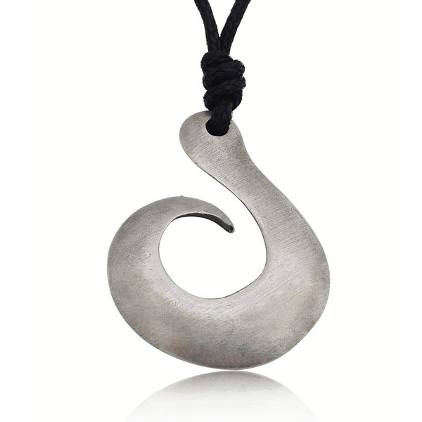 Vietguild New Beautiful Maori Fishing Hook Silver Pewter Charm Necklace Pendant Jewelry