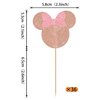 Rsstarxi 36 Pack Mouse Inspired Cupcake Toppers with Bow Mouse Birthday Cake Decorations Mini Cupcake Picks for Mouse Themed Baby Shower Kids Birthday Party Decorations Rose Gold