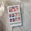 4th of July Press on Nails Short Square Fake Nails Independence Day False Nails Glitter American Flag Designs French Tips Acrylic Nails Glue on Nails 4th of July Nail Art Decoration Accessories