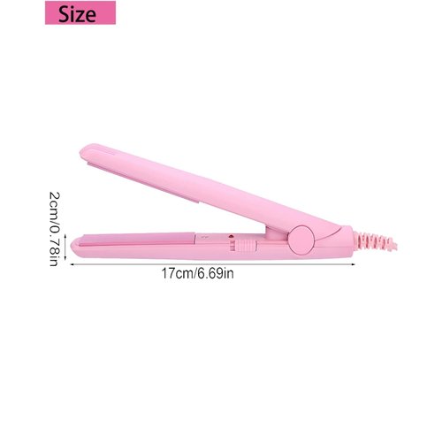 Mini Hair Curler Mini Hair Straightener, Hairstyling Iron Heating Curler,Flat Iron Hair Straightener for Travel Flat Iron Dormitory or Home (Pink)