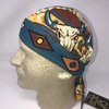 Turquoise Yellow Brown Cowboy Cowgirl Native American Indian Design Longhorn Southwest Head Wrap Durag Doo Rag Biker Skull Cap Hat Helmet Liner Moisture Wicking Sweatband