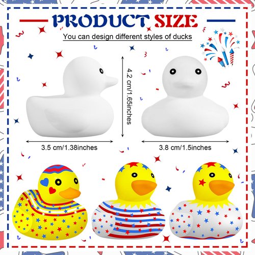 Sratte 48 Pieces DIY Rubber Ducks White Blank Rubber Ducks Bath Mini Ducks for Pool Bathtub Baby Party Favors Kids Birthday Gifts