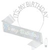 BAHABY It's My Birthday Sash & Birthday Headband Set Princess Birthday Sash and Tiara Birthday Gifts for Women Girls Sweet Happy Birthday Accessories for Party- Silver