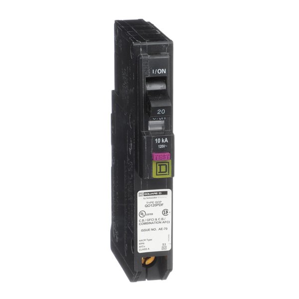 Square D - QO120PDFC QO Plug-On Neutral 20 Amp Single-Pole Dual Function (CAFCI and GFCI) Circuit Breaker