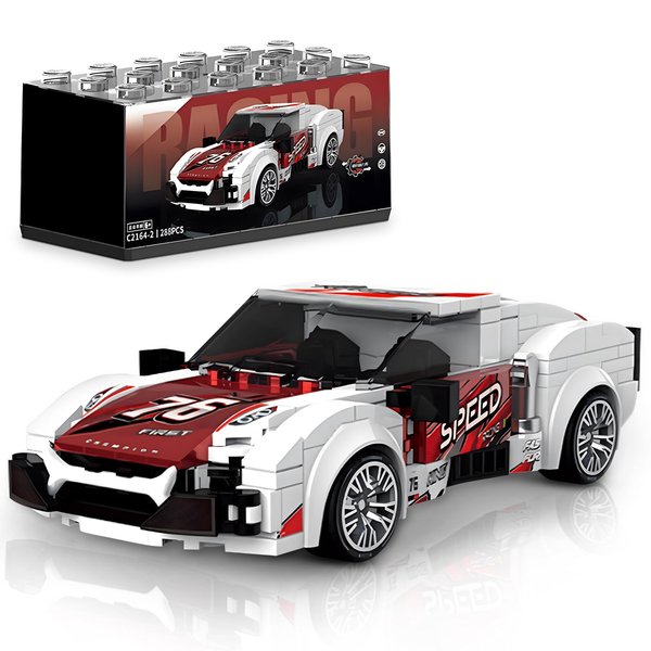 HIGH GODO Super Racing Car Building Sets with Display Case, Collectible Champion Car Model DIY Building Kit, Cool Vehicles Construction Toy Sets for Adult Teens Kids Gift Idea(288 Pieces)