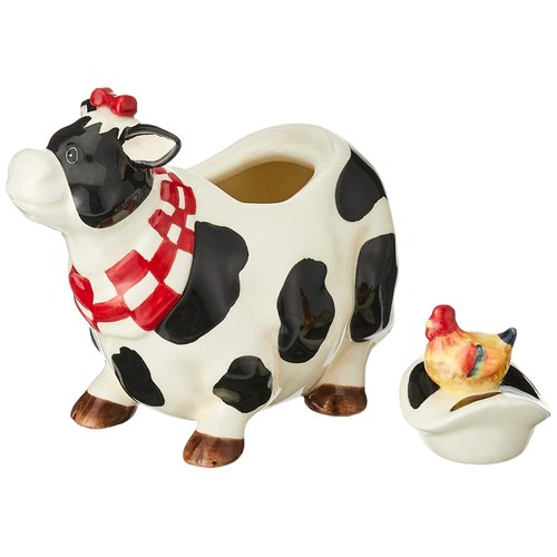 Appletree Design Barn Yard Cow Sugar and Creamer Set, 4-3/8-Inch, 4-1/2-Inch
