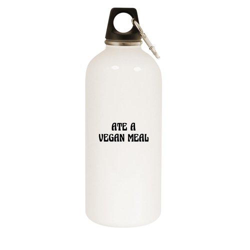 Molandra Products Ate A Vegan Meal - 20oz Stainless Steel White Water Bottle with Carabiner, White