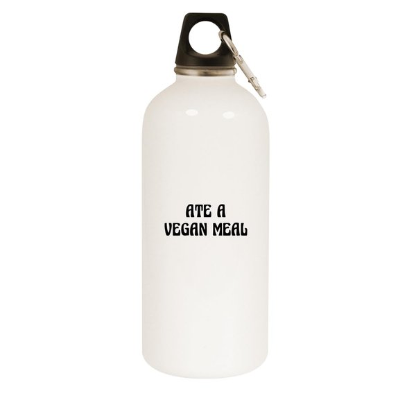 Molandra Products Ate A Vegan Meal - 20oz Stainless Steel White Water Bottle with Carabiner, White