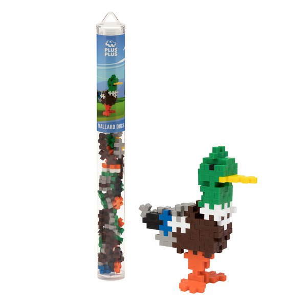 Plus Plus 3D Animal Figurine Building Block Set, 70 Mini Interlocking Puzzle Pieces, Fun Stem Toys for Kids - Duck Mini Maker Tube