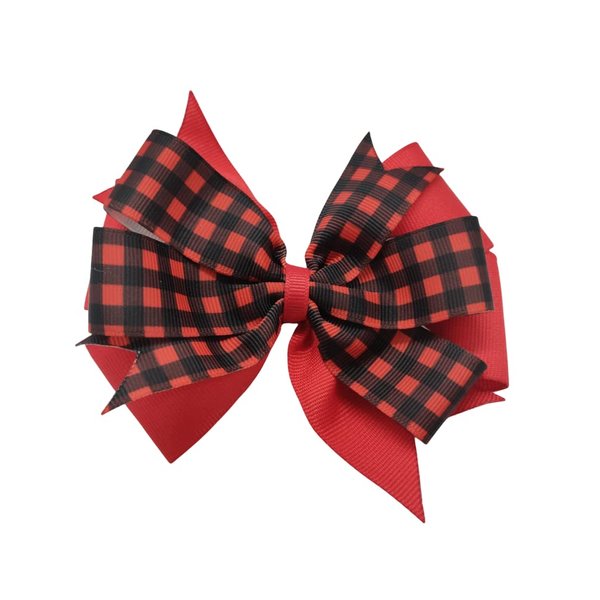 Red and Black Plaid Christmas Holiday Hair Bow