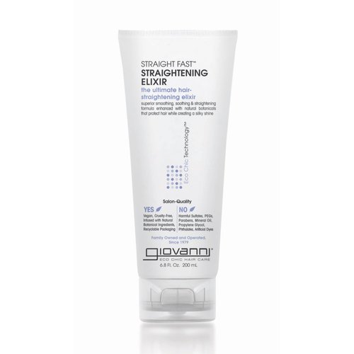 GIOVANNI ECO CHIC Straightening Elixir - Heat Protectant to Smooth Curls and Straighten Hair, Paraben-Free - 6.8 Fl oz (2 Pack)
