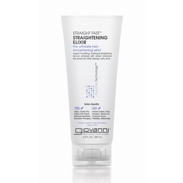 GIOVANNI ECO CHIC Straightening Elixir - Heat Protectant to Smooth Curls and Straighten Hair, Paraben-Free - 6.8 Fl oz (2 Pack)