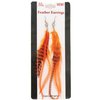 Mia Feather Earrings-Orange Color-3 Natural Feathers Approximately 5" Long Per Earring-For Pierced Ears