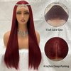 Aivilia Burgundy Lace Front Wig for Women Long Straight 99j Wine Red Synthetic Wig with HD Lace Glueless Pre-Plucked 13x4 Synthetic Lace Front Wigs