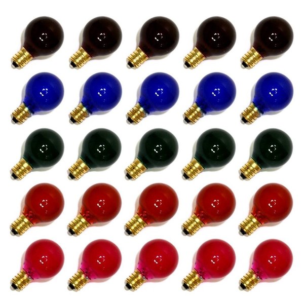 Sival 30121 - G30 Candelabra Screw Base Multi-Color (25 pack) Christmas Light Bulbs