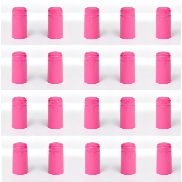 GLOSSY HOT PINK SHRINK CAPSULES 32 HEAT SHRINK CAPS FOR ALL STANDARD WINE BOTTLES 30X60 WITH PULL TAB