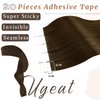 Ugeat Tape in Straight Hair Extensions 24 Inch Real Human Hair Extensions Tape in 50G/20PCS Remy Human Hair Tape in Extensions #4 Dark Brown Hair Extensions Tape in Human Hair
