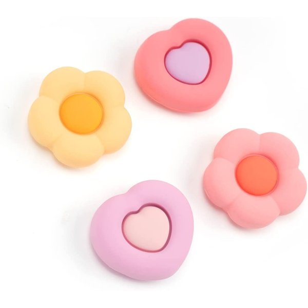 GeekShare Cute Thumb Grip Caps for Playstation 5 Controller, Thumbsticks Cover Set Compatible with Switch Pro Controller and PS4 PS5 Controller, 4Pcs - Heart & Flower