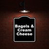Bagels & Cream Cheese BLACK Minimalist Aluminum Composite Sign 20 x 24 inches