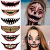 Halloween Temporary Horror Scary Mouth Tattoo Stickers Prank Props Makeup Costume Accessories Face Kit Men or Women Adults Kids Cosplay Party Masquerade