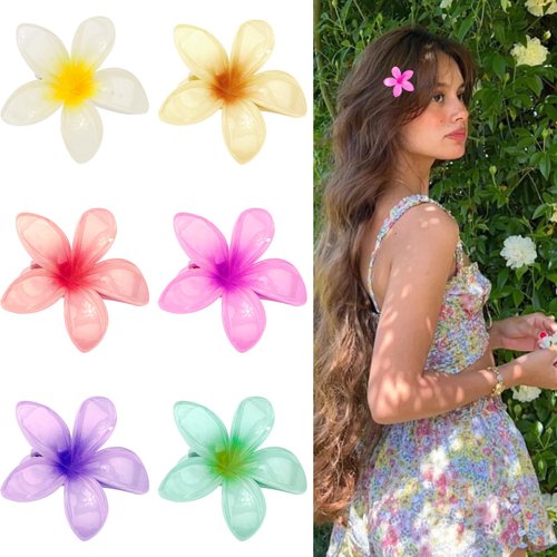 Canitor Small Flower Hair Clips for Girls 1.8 inch Hawaiian Plumeria Flower Hair Clips For Women Frangipani Flower Clips Cute Hair Accessories Luau Tropical Party Decoration