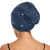 Bonnet Sleep Cap Hair Wrap Cover for Sleeping Satin Lined Head Wrap Nurse Cap Night Cap Slouchy Beanie for Men Women Dark Blue Night Sky