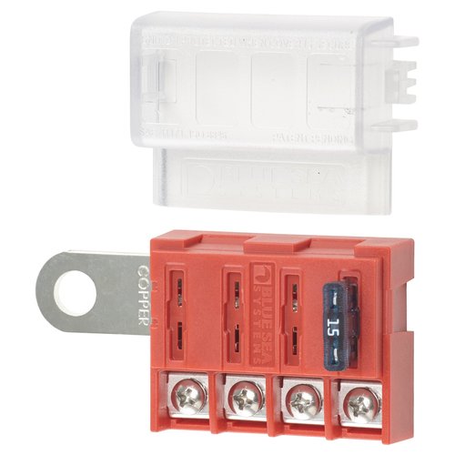 Blue Sea Systems 5023 ST Blade Battery Terminal Fuse Block 4 Circuit with Cover