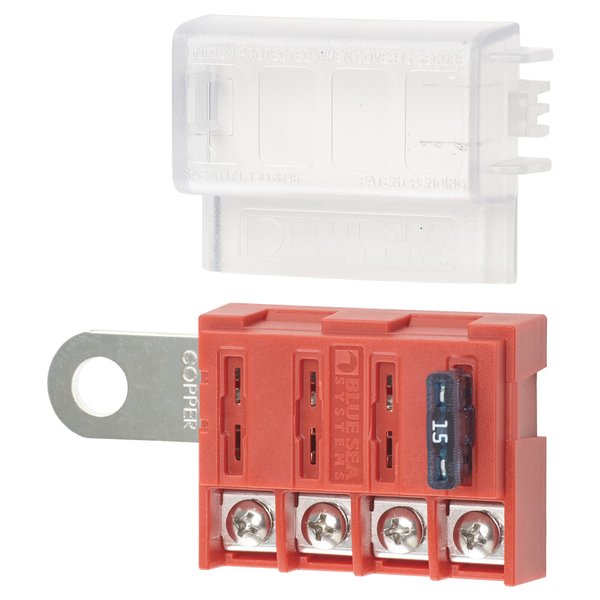 Blue Sea Systems 5023 ST Blade Battery Terminal Fuse Block 4 Circuit with Cover