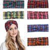 Woration Headbands for Women, Red Plaid Hairband Girls Wide Hand Band Sports Yoga Headscarves Twisted Knotted Headwrap Elastic Headwear Head Wrap