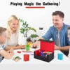 Yexiya 7 Pcs Deck Card Boxes for Trading Cards, 1 Leather Deck Storage Box with 6 Plastic Trading Card Storage Box for Playing Cards(Black, Red)